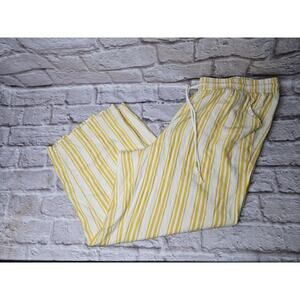 Torrid Size 3 Short Yellow White Striped Linen Pants New Wide Leg High Waist